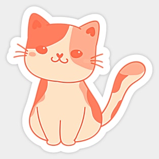 Smiling Calico Kitten Orange Sticker